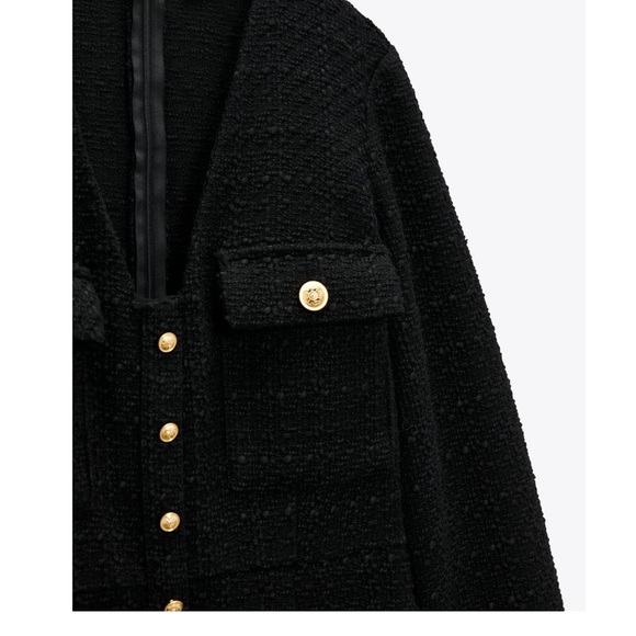 LAST1️⃣ ZARA | NWT GOLD BUTTONED TEXTURED DRESS BLACK SMALL - Picture 9 of 9